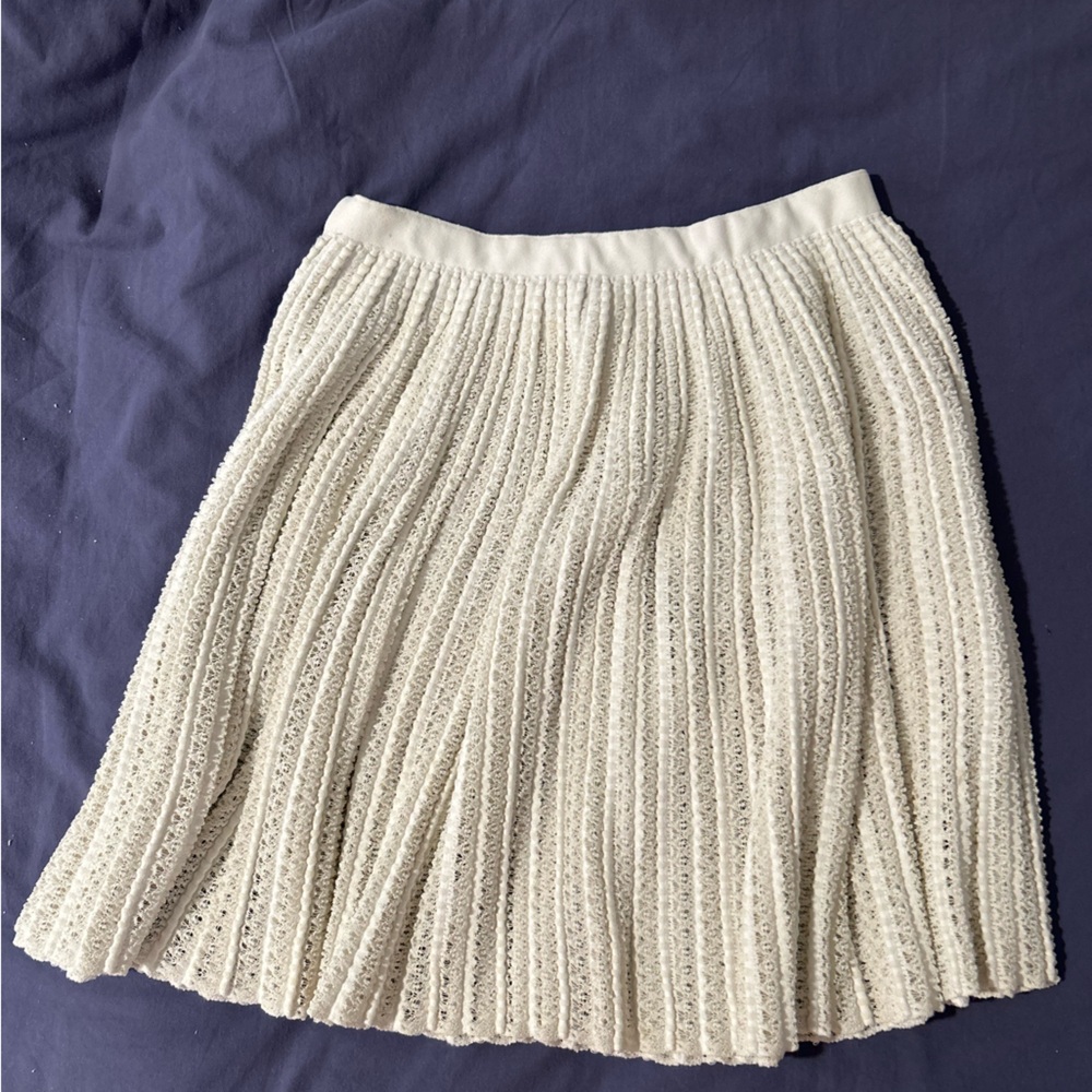 Alaia Cream Textured A-Line Skirt
